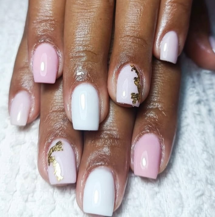 Rosa y blanco con foil dorado